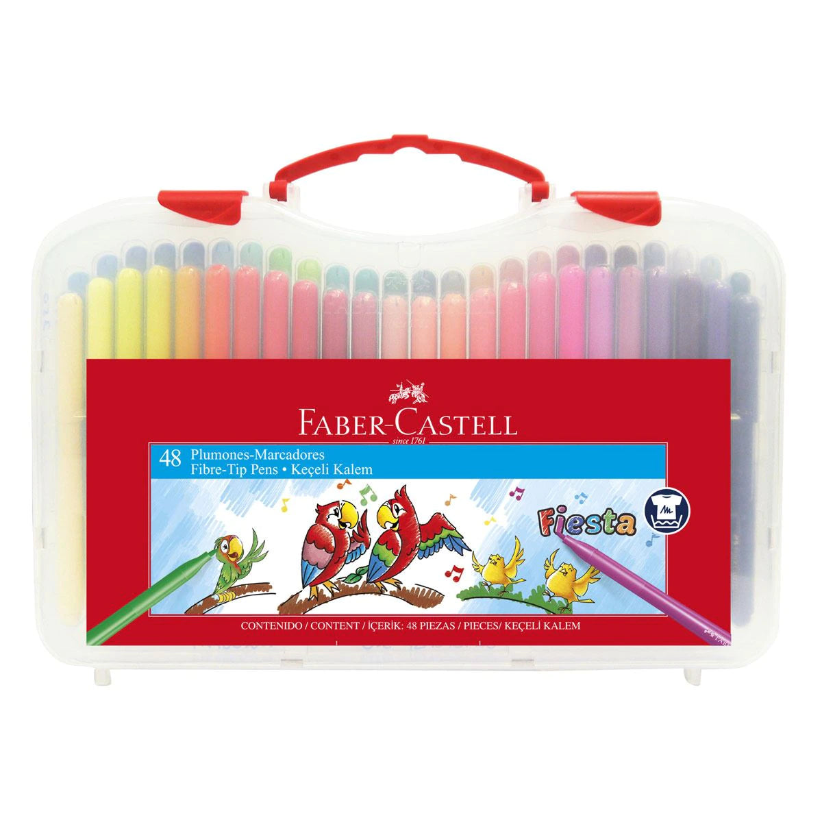 Plumones Lavables Faber Castell Fiesta Estuche Rígido 48 Pz - MarchanteMX