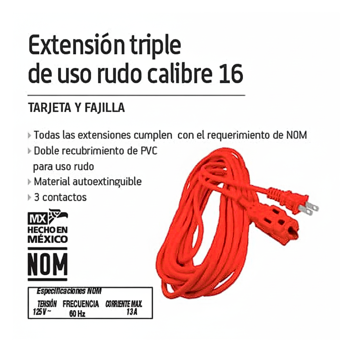 Extensión Triple Uso Rudo Aksi 10 metros (calibre 16) 110319