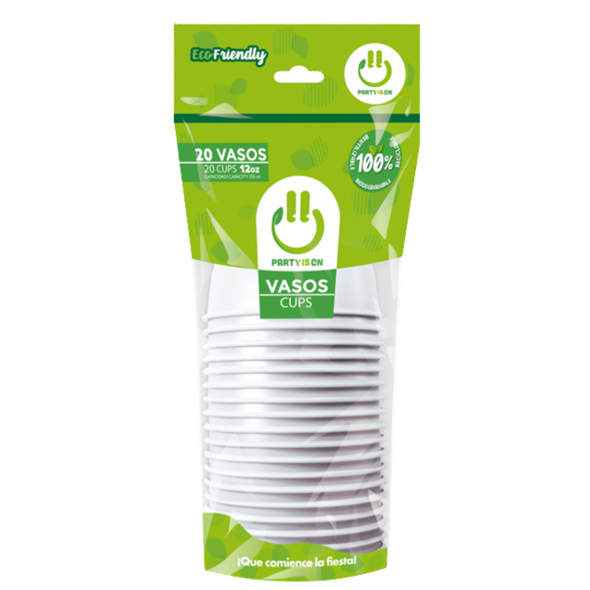 20pz Vasos Plástico Colores Party Is On 12 Oz Fiestas Color