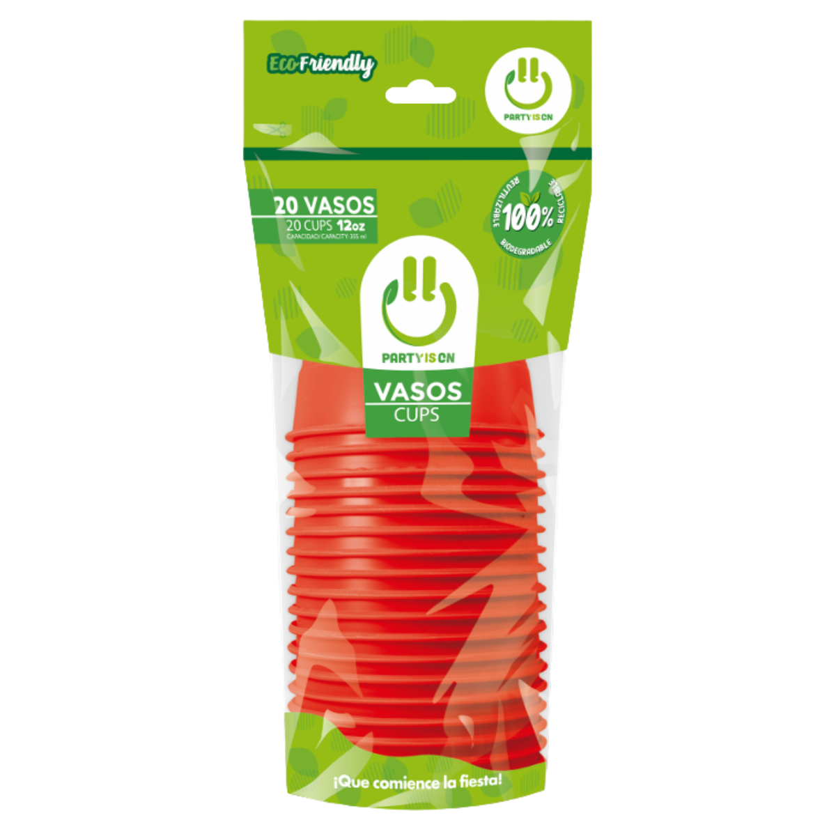 20pz Vasos Plástico Colores Party Is On 12 Oz Fiestas Color