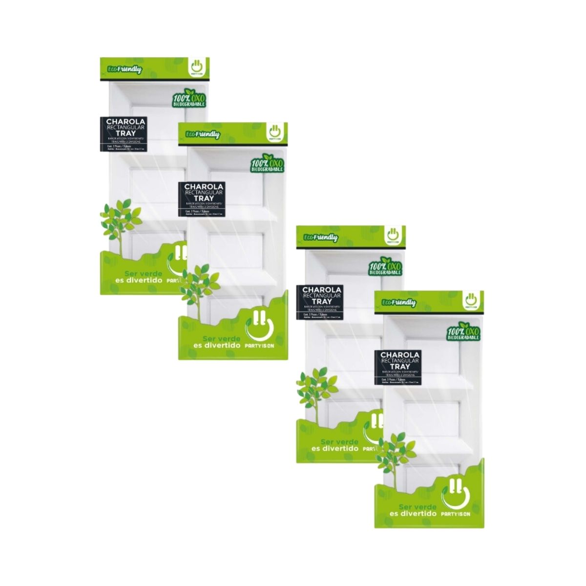 12pz Charola Botanera Rectangular 3 Divisiones Desechable