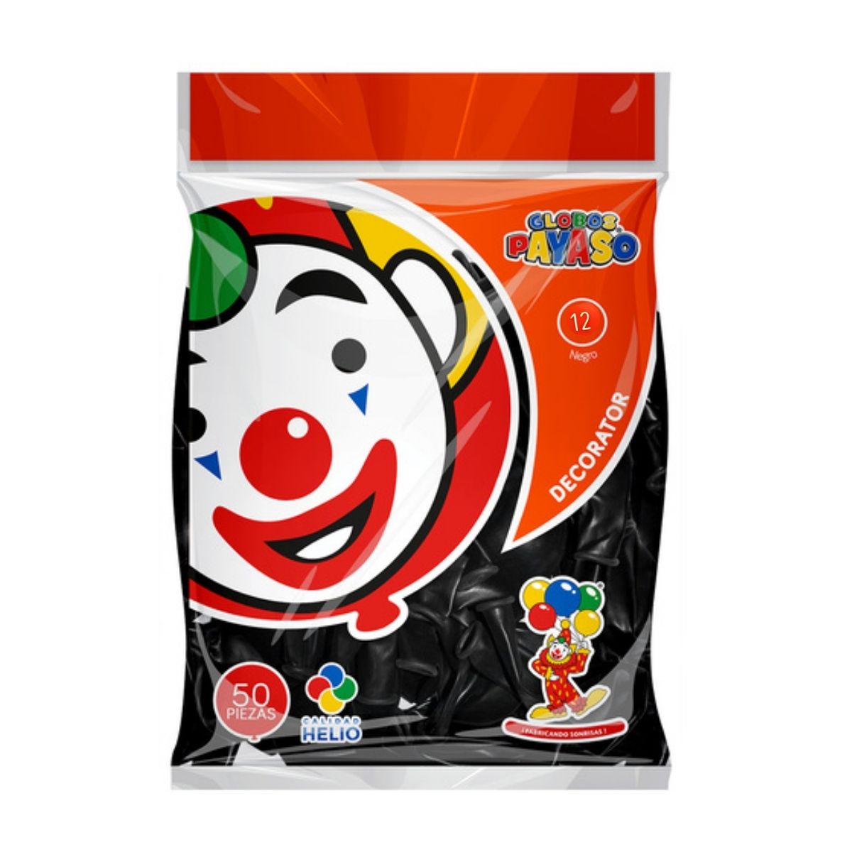 100pz Globos Payaso Color Negro N°#12 Decoracion Fiestas