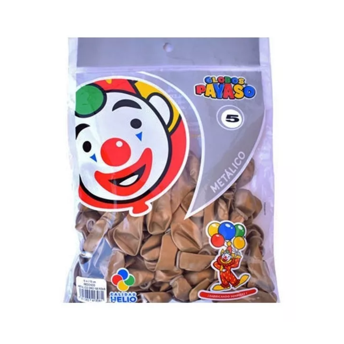 Globos Payaso Metálico Plateado N°5 100pz