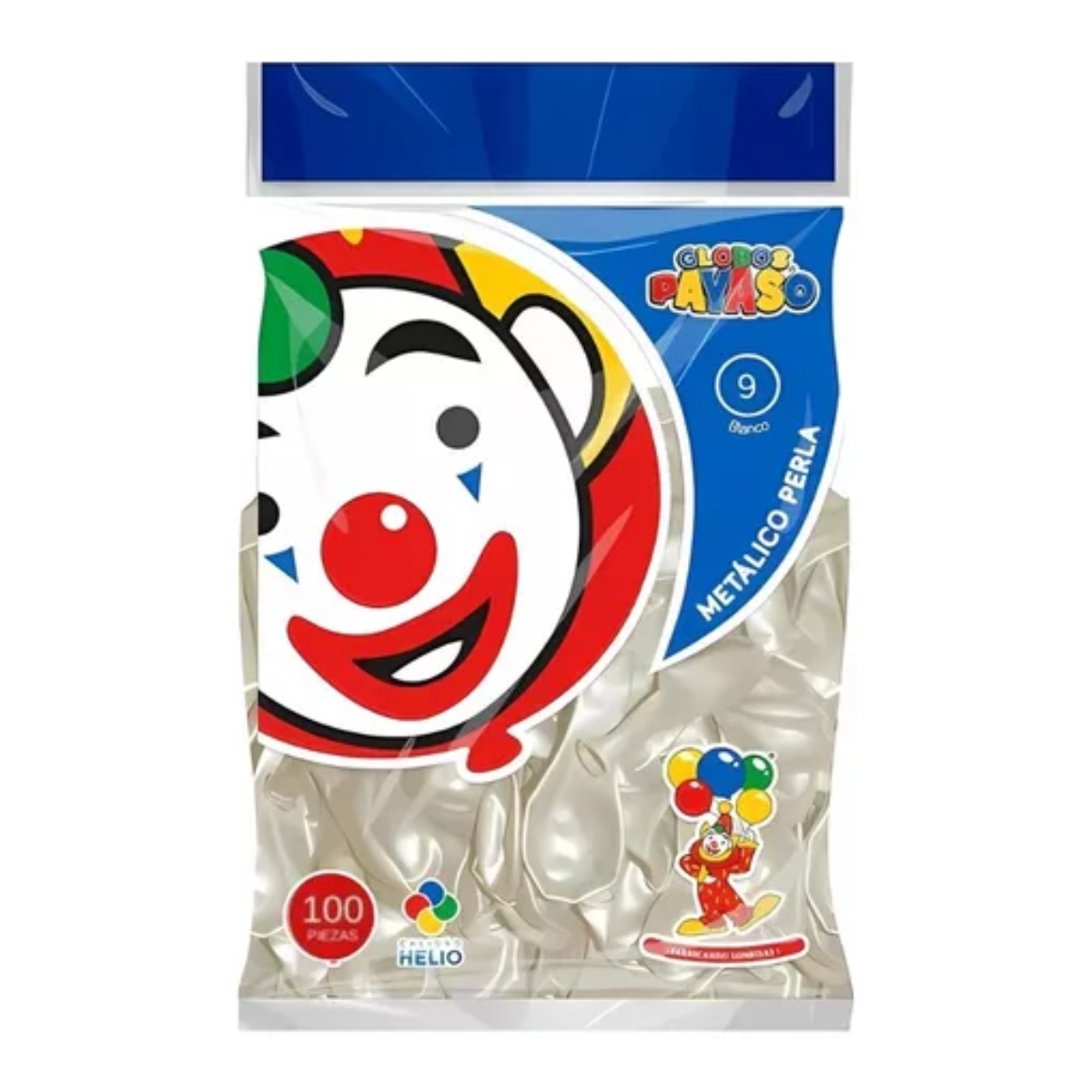 100pz Globos Payaso N° 9 Metalico Perla Decoraciones Fiestas