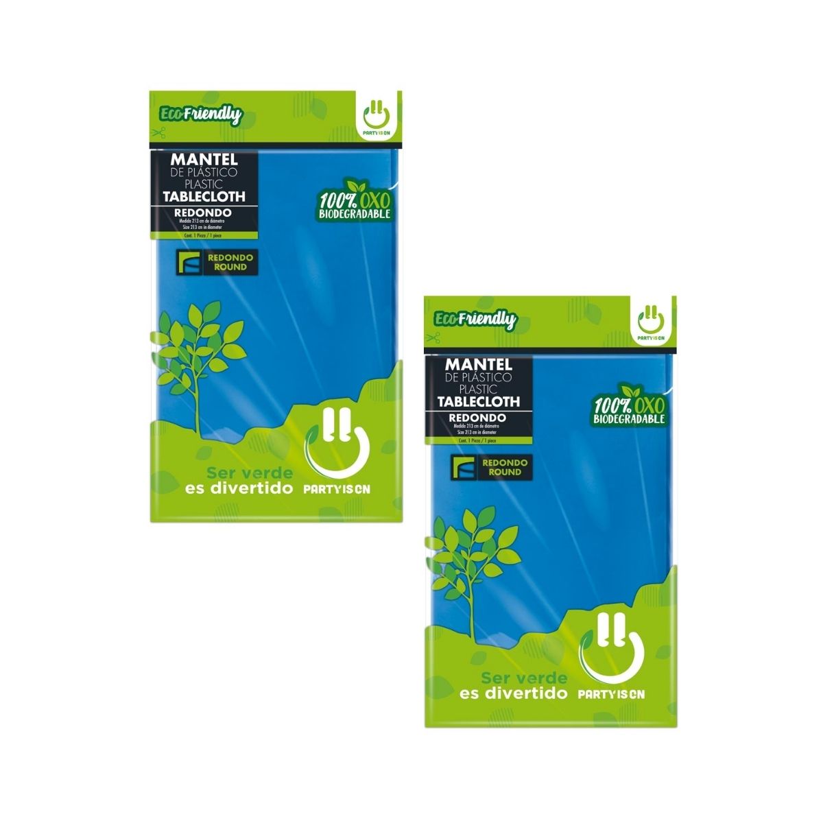 2pz Manteles Redondo Plástico Party Is On Desechable Fiesta