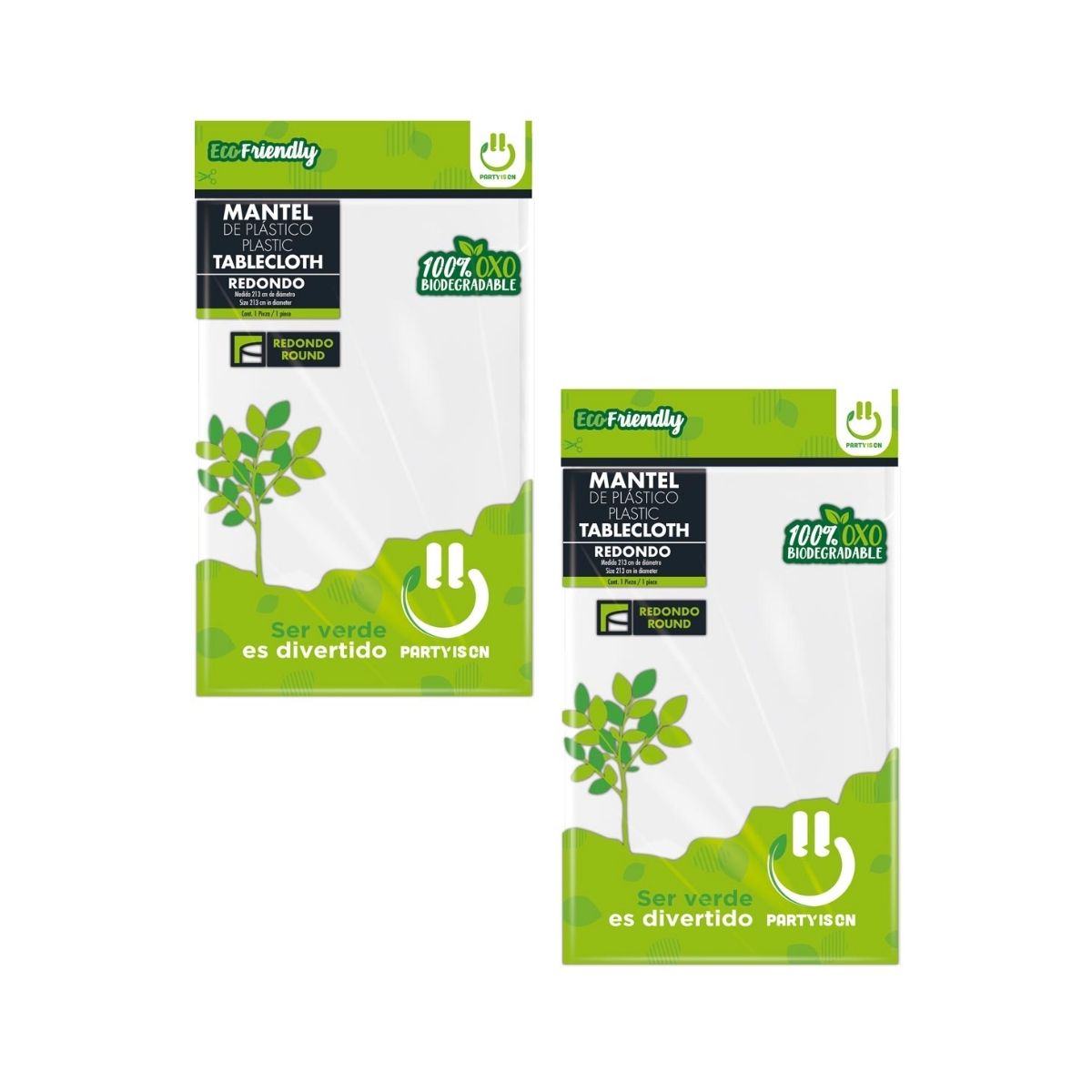 2pz Manteles Redondo Plástico Party Is On Desechable Fiesta