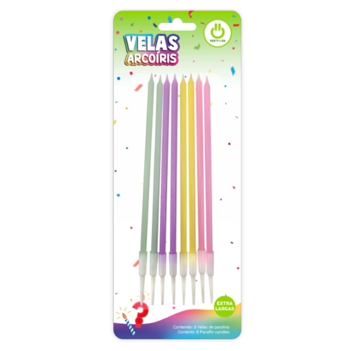 8pz Velas Arcoiris Party Is On Multicolor Cumpleaños Pastel