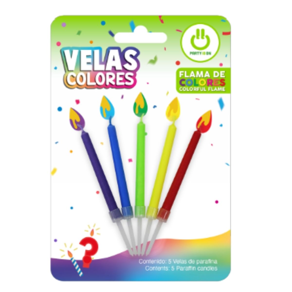 5pz Velas Flamas De Colores Party Is On Pastel Cumpleaños
