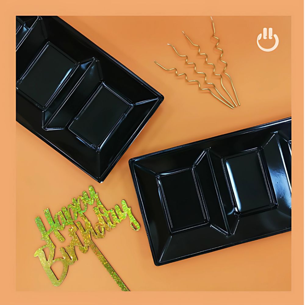 12pz Charola Botanera Rectangular 3 Divisiones Desechable