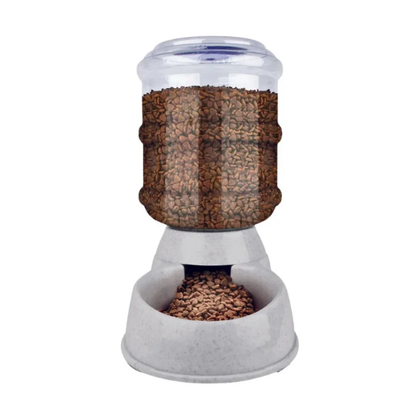 Alimentador Automático AKSI PETIT Mascotas, Dispensador de Comida - 3.8L (1 Galón) - Gris