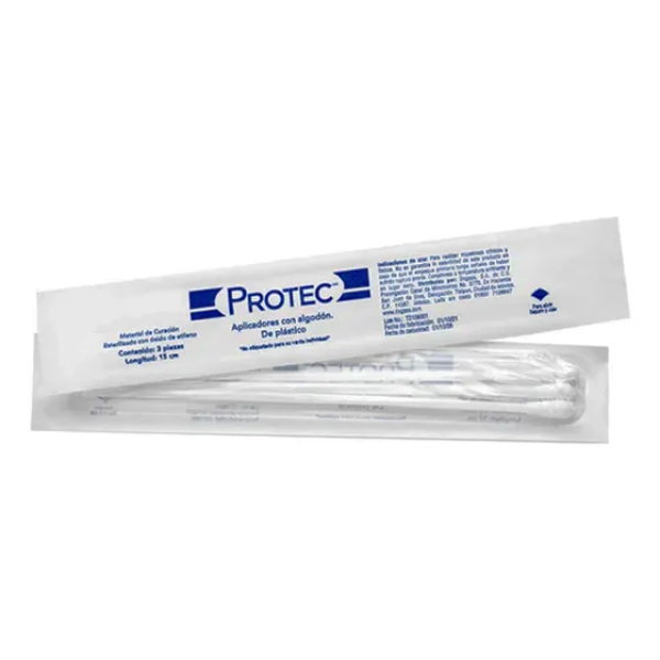 300pz Aplicador Algodon Protec Esteril 15cm Cotonete Hisopo
