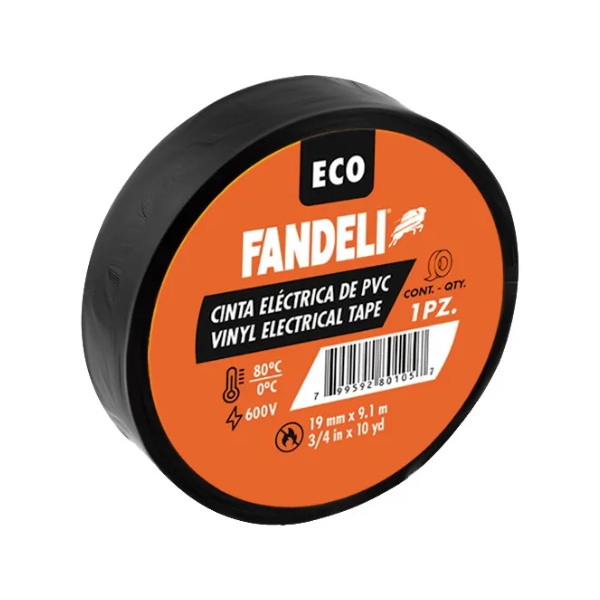 10 piezas CINTA AISLAR USO GENERAL 19mm X 9m Fandeli