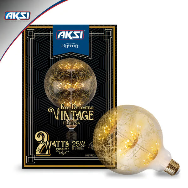 Foco LED Vintage AKSI Tipo Telaraña - 25W - Luz Cálida Ámbar - Decorativo E27
