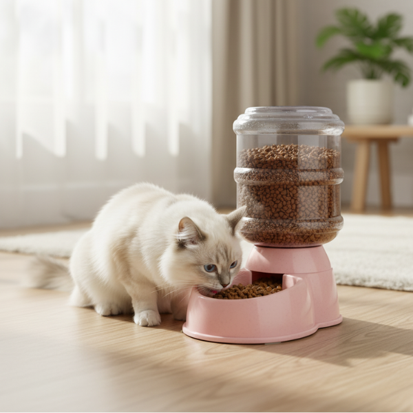 Alimentador Automático AKSI PETIT Mascotas, Dispensador - 3.8L (1 Galón) - Rosa Pastel