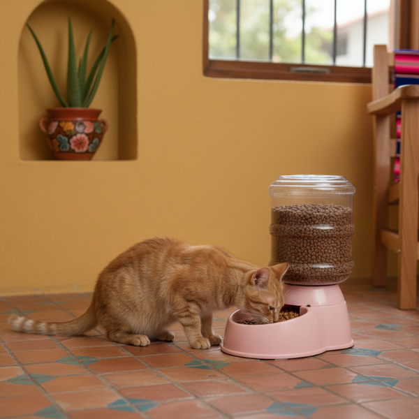 Alimentador Automático AKSI PETIT Mascotas, Dispensador - 3.8L (1 Galón) - Rosa Pastel