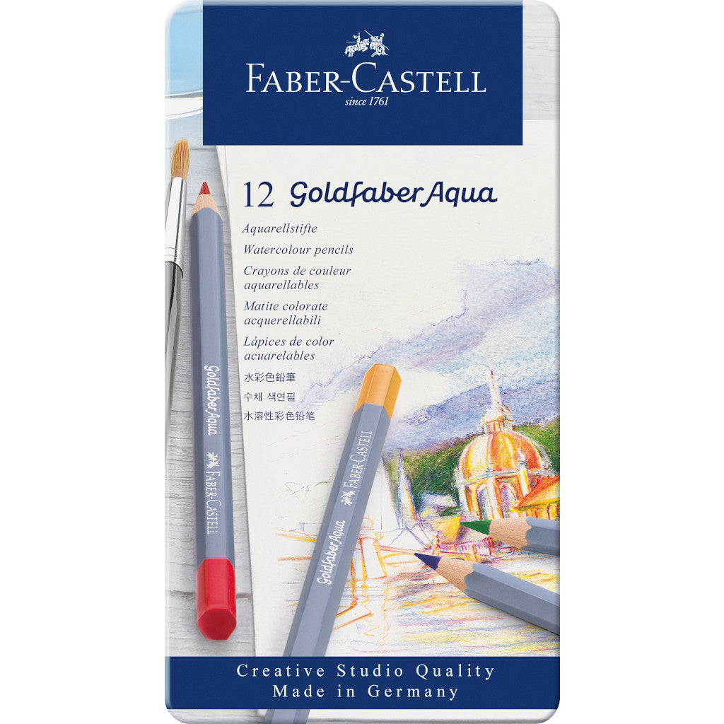 Lápices de Colores Acuarelables Faber Castell Profesional Goldfaber Aqua 12 Pz - MarchanteMX