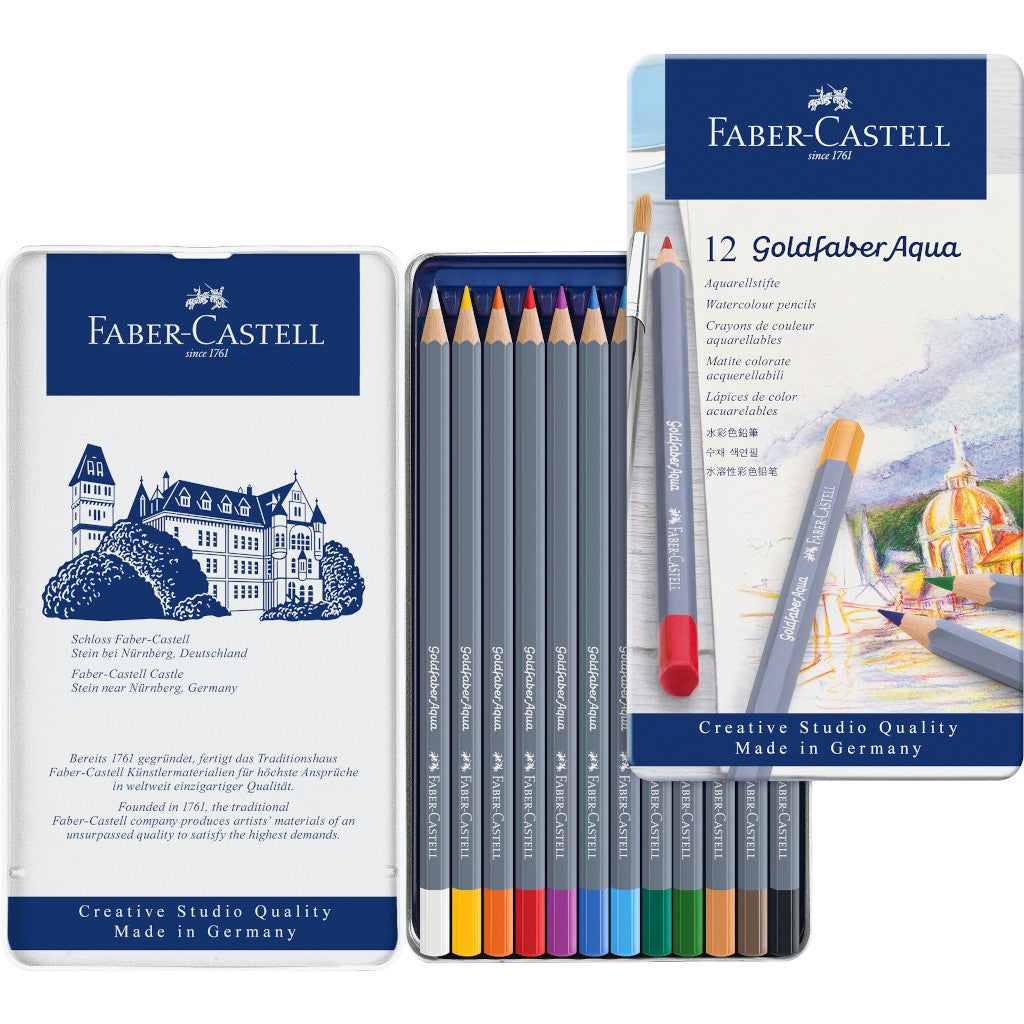 Lápices de Colores Acuarelables Faber Castell Profesional Goldfaber Aqua 12 Pz - MarchanteMX