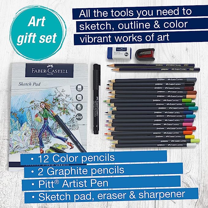 Set de Regalo de Lápices de Colores Faber Castell Goldfaber Premium - MarchanteMX