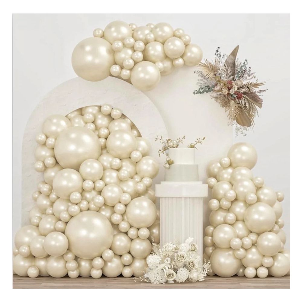 50pz Globos Payaso Perla Blanco Metálico N° 9 Decoración