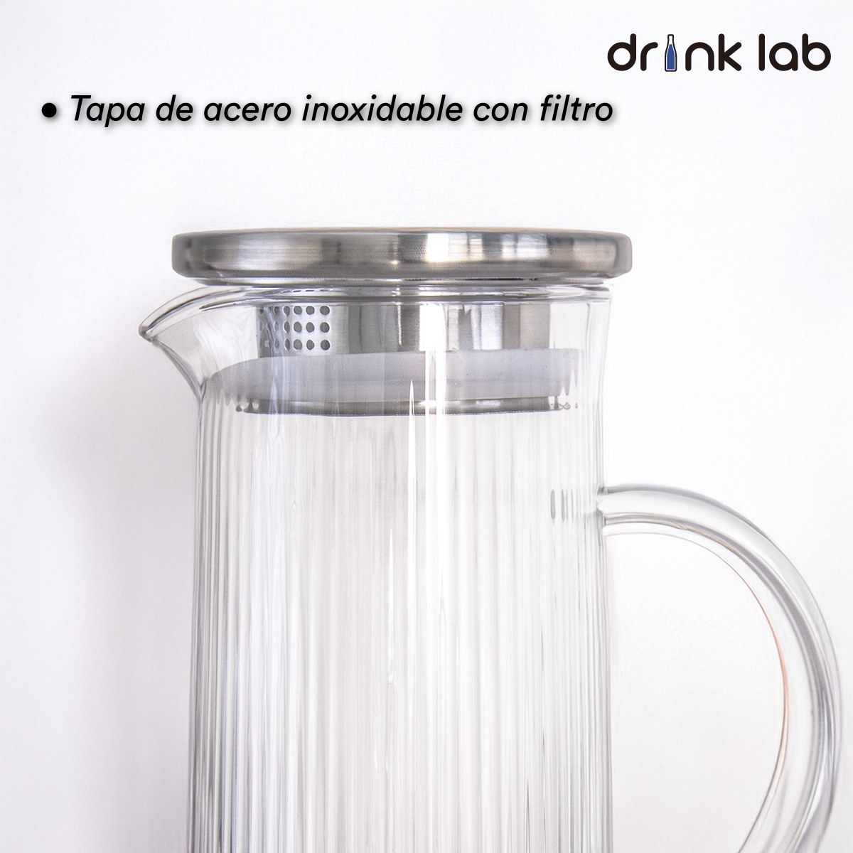 Jarra Vidrio Giza Tapa Acero Inoxidable 1.3 Litros Hogar