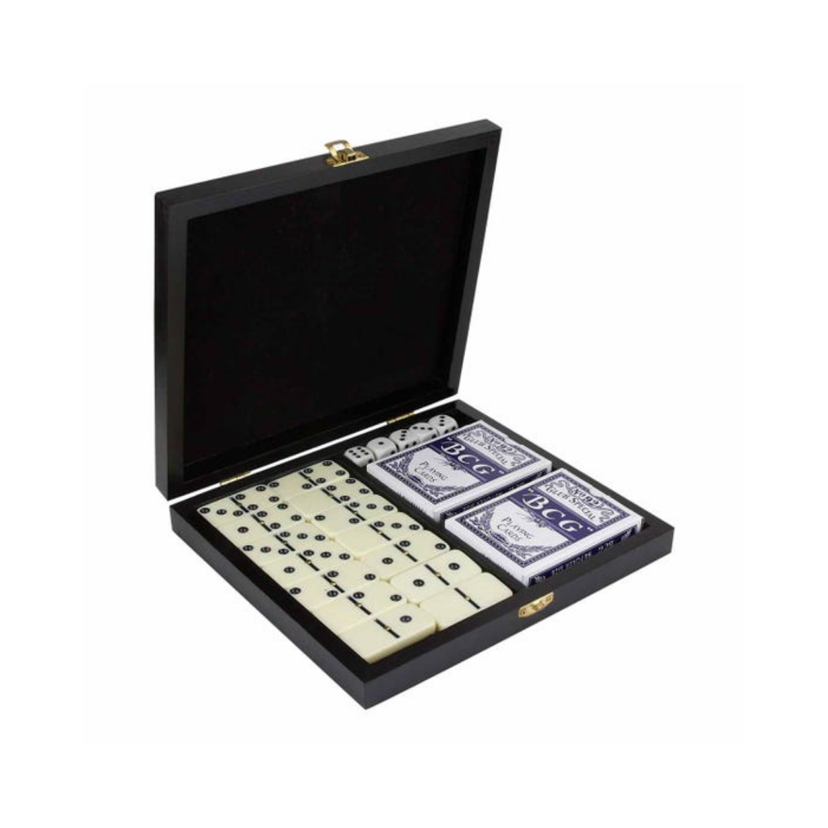 Set Juego Arua Promoopcion Caja Madera Domino Baraja Dados