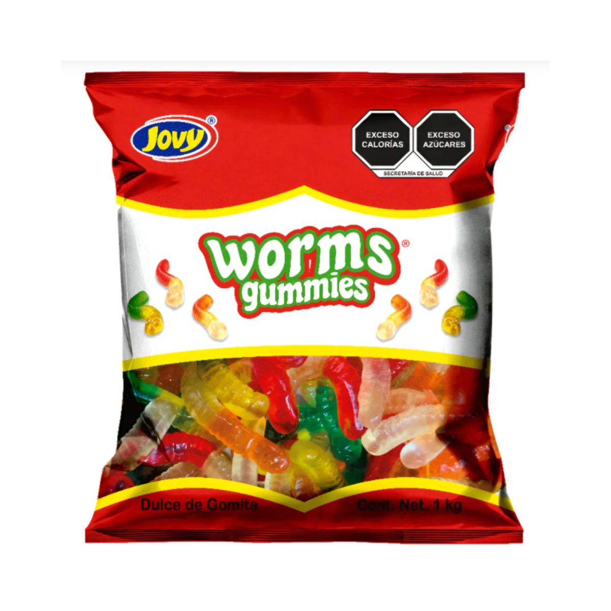 1 Kg Gomitas Lombrices Jovy Sabores Frutales Worms Gummies