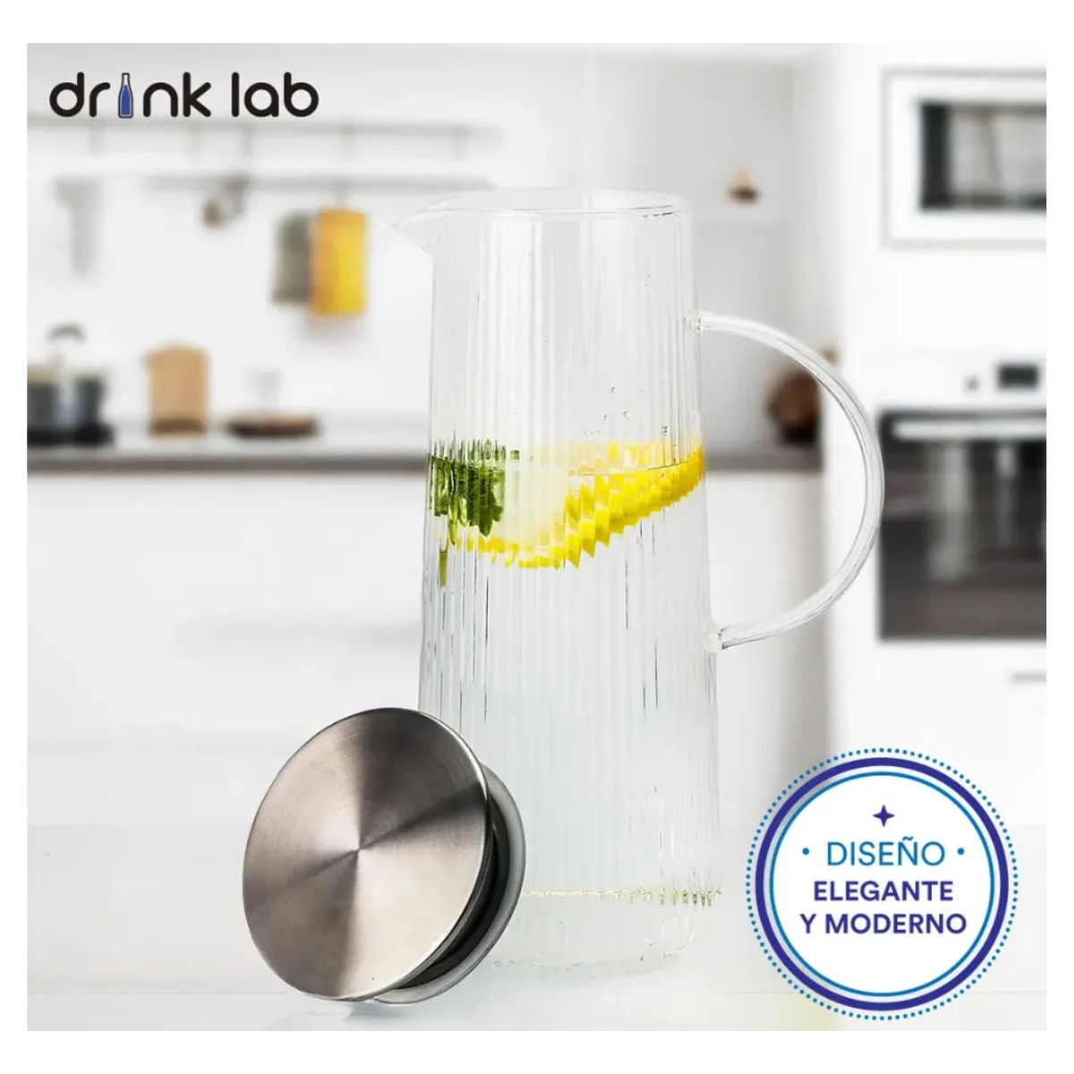 Juego 6 Tarros Mason Jar Asa Tapa + Jarra Vidrio Giza 1.3l Transparente