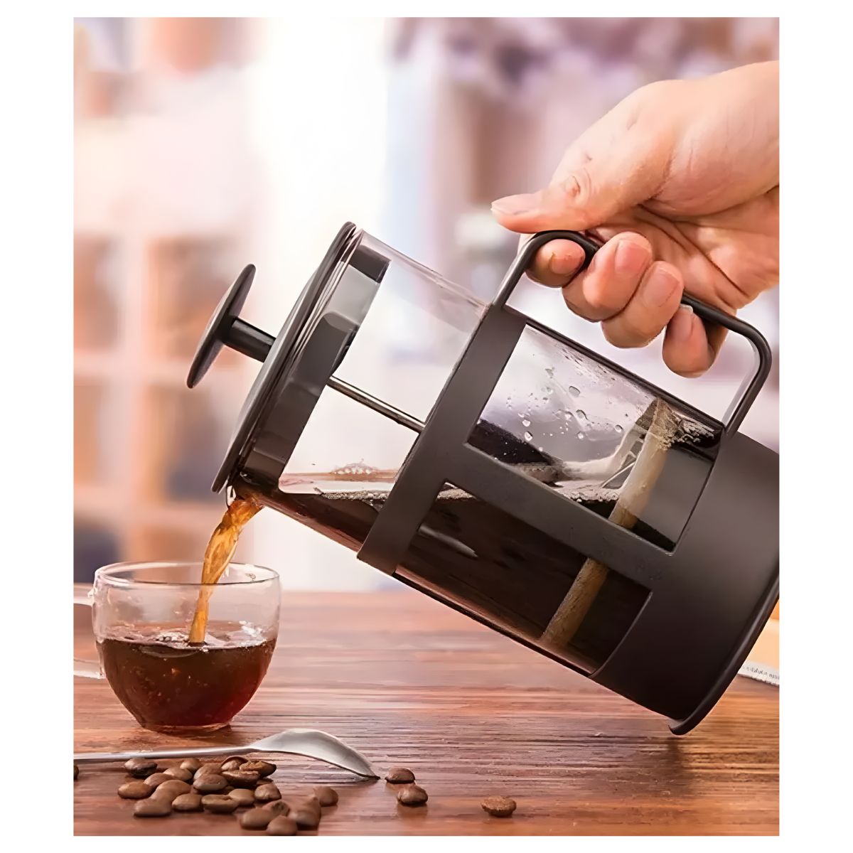 Kit2 Prensa Francesa 350ml Y 1 Prensa Francesa 1000ml Vidrio Negro