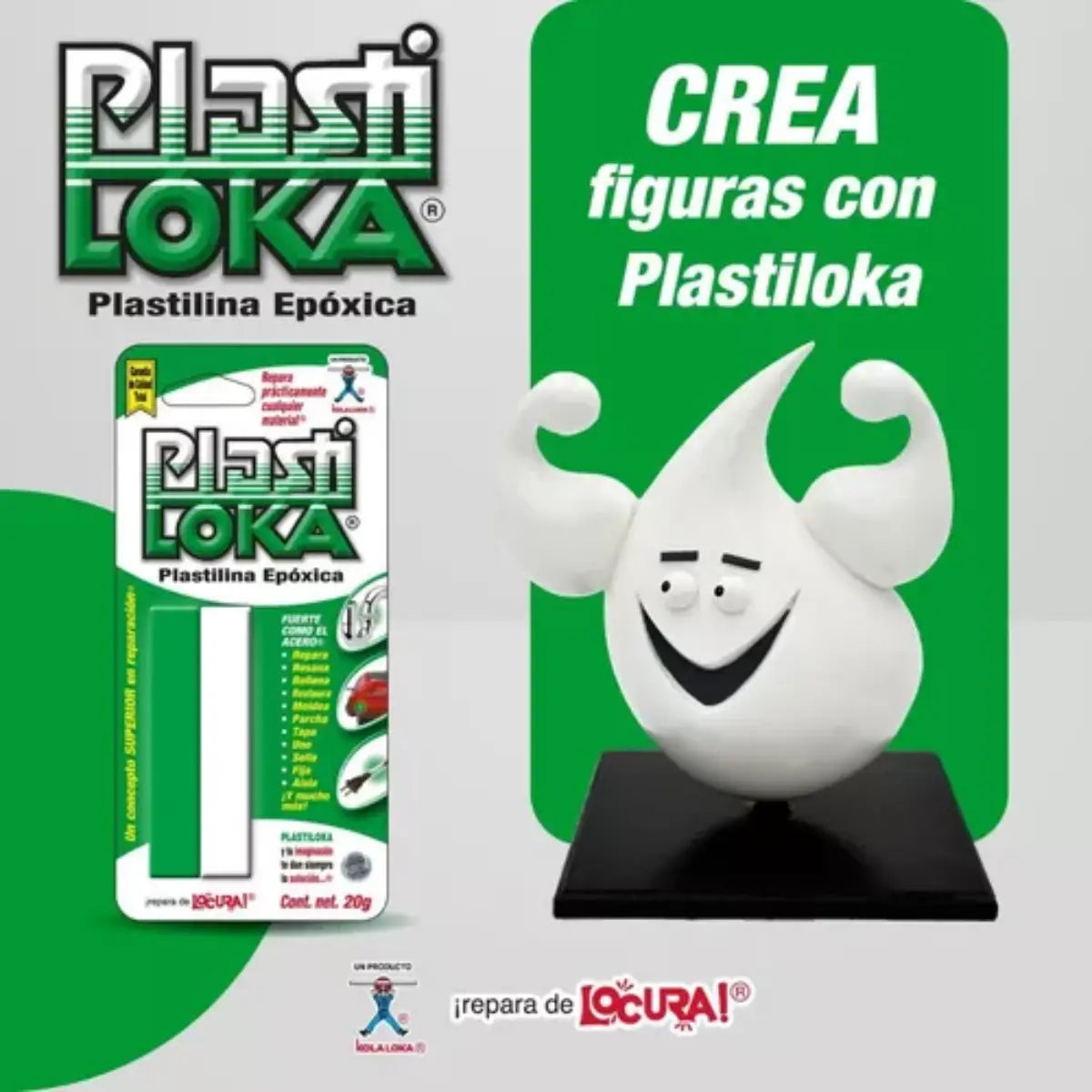 Caja 10 Plastilinas Epoxica Plasti Loka 20g Kola Loka - Kolaloka - vista trasera