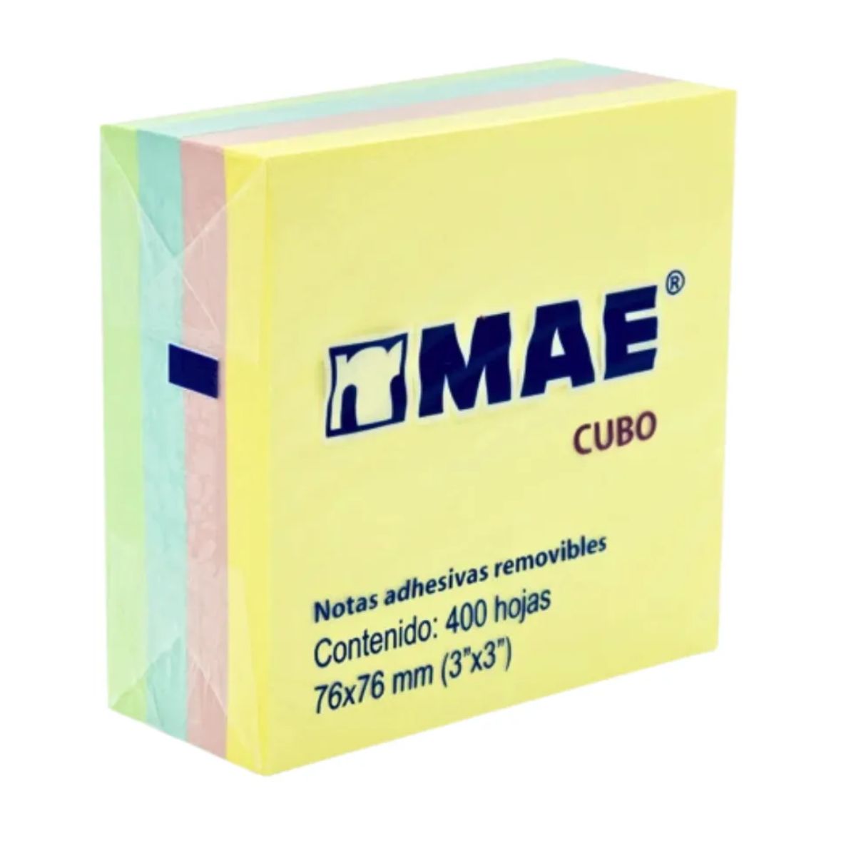 Cubo Notas Adhesivas 3x3in 400 Hojas Mae 4 Colores Paste /v