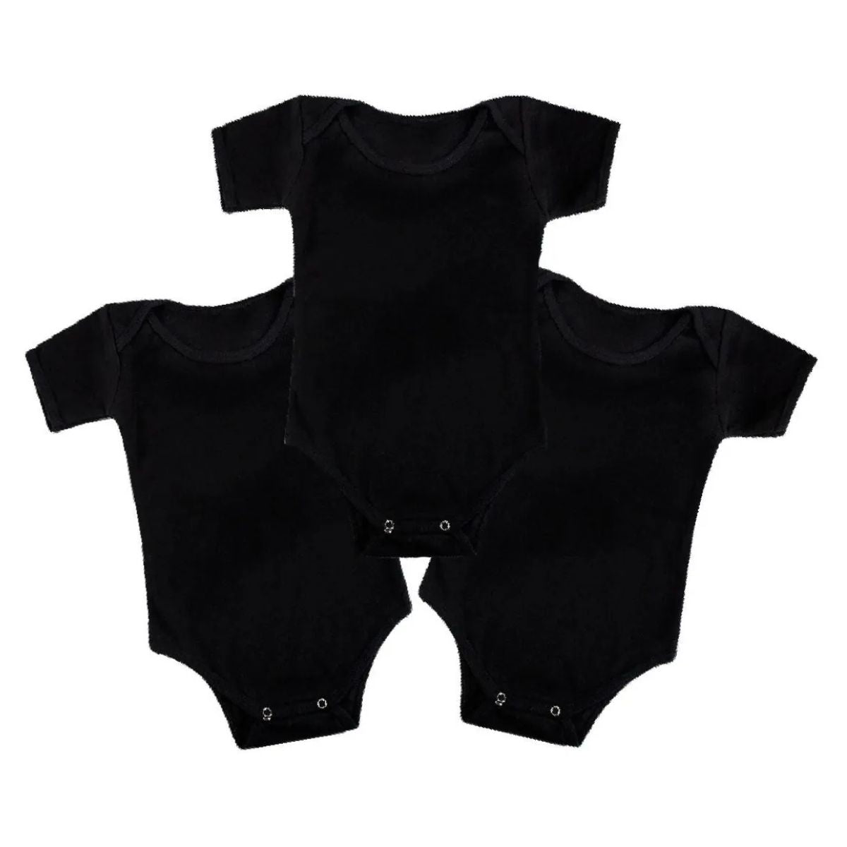 3pz Pañalero Liso Manga Corta Y Larga Ropa Bebe Color Negro