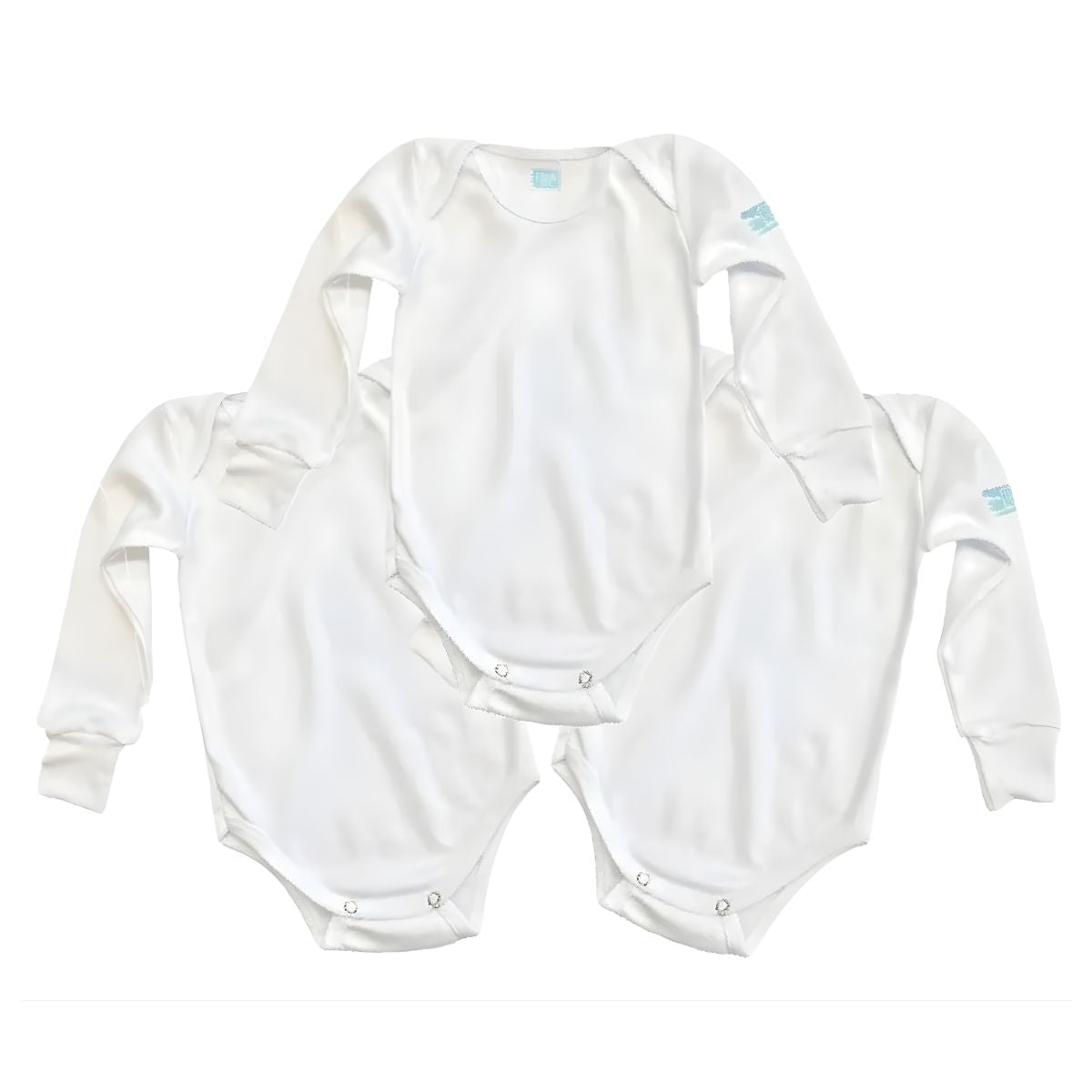 3pz Pañalero Liso Manga Corta Y Larga Ropa Bebe Color Blanco