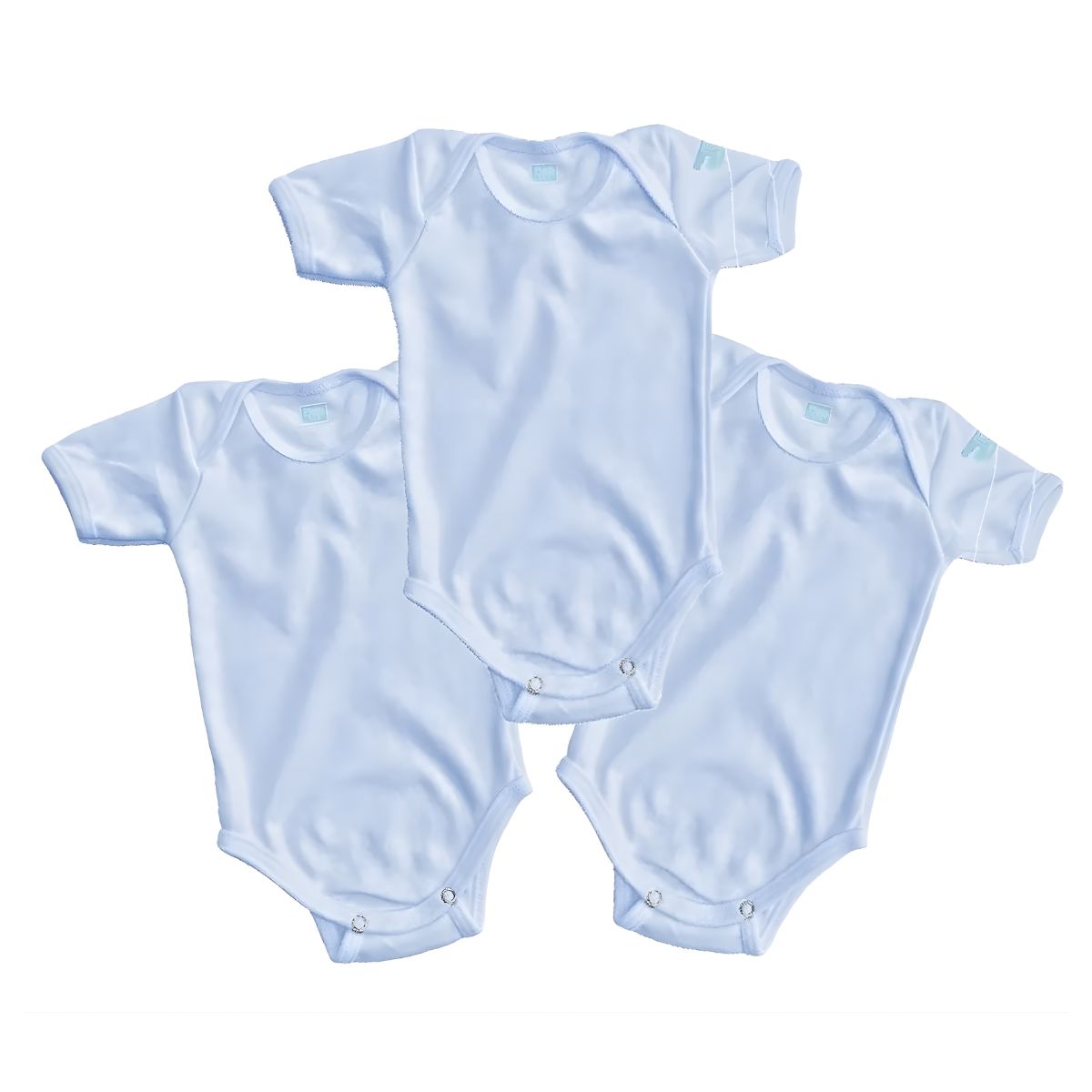 3pz Pañalero Liso Manga Corta Y Larga Ropa Bebé Color Azul Claro