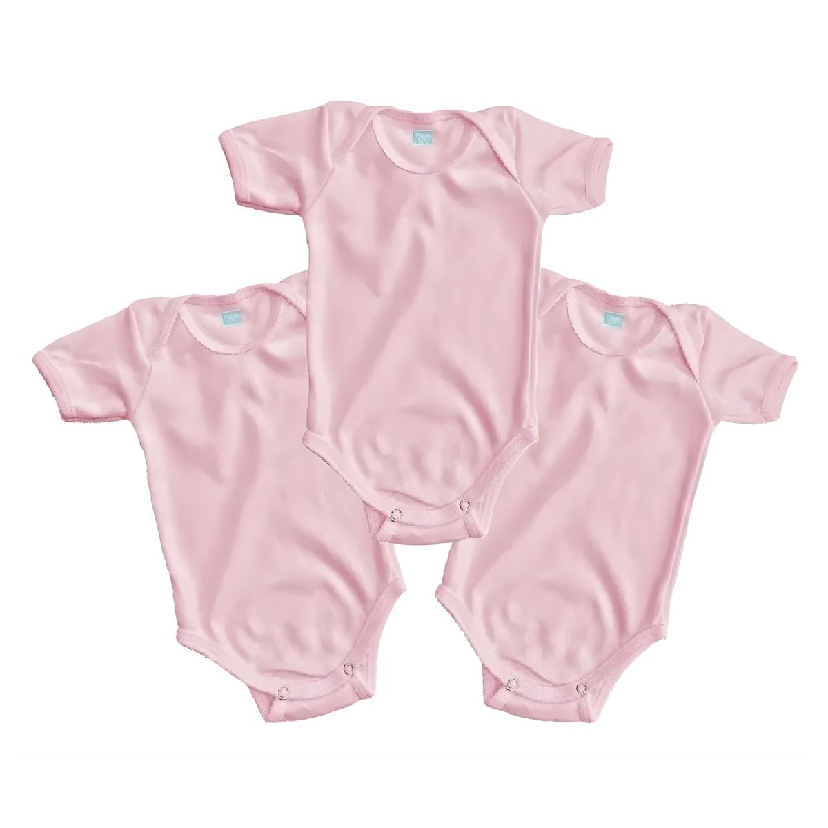 3pz Pañalero Liso Manga Corta Y Larga Ropa Bebé Color Rosa Claro