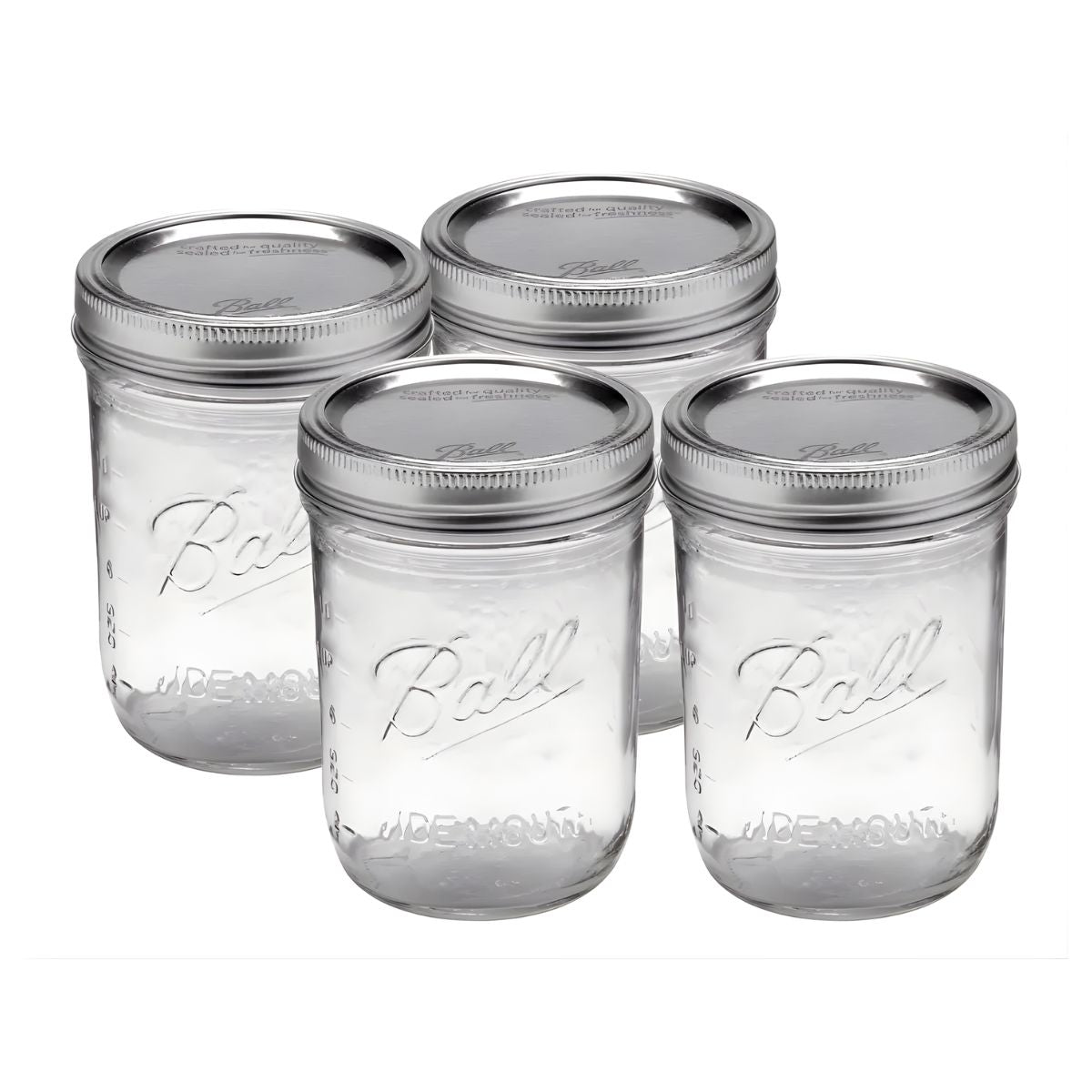 Mason Jars Ball 16oz Boca Ancha Vidrio 4 Pack Tapa Frasco