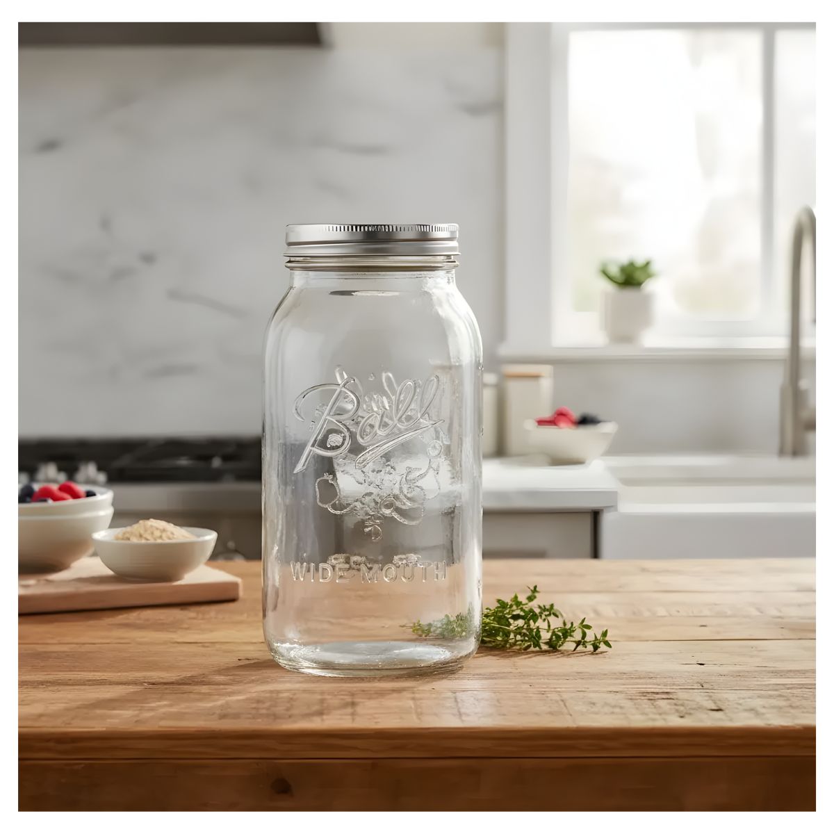 Frasco Vidrio Mason Jar Ball 64 Oz Boca Ancha Original 4pz Transparente