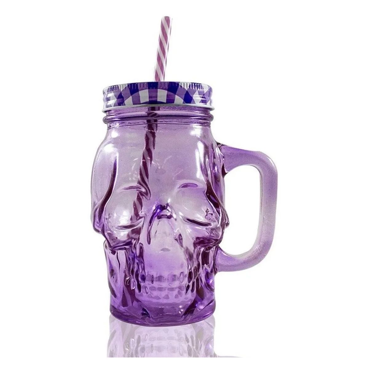 3pz Tarros Calavera Vaso Frasco Vidrio Mason Jars Cerveza Color Morado