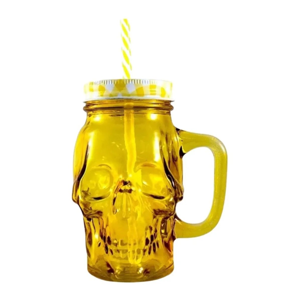 Mason Jar Tarro Vaso Calavera Skull Frasco Amarillo 6 Pz