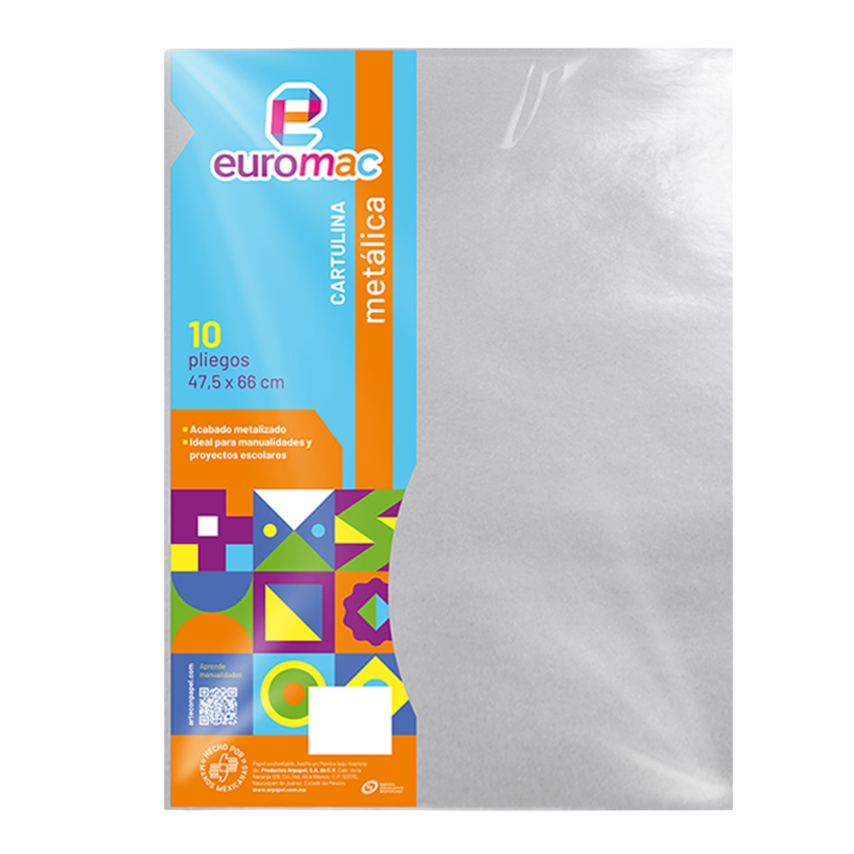 CARTULINA METALICA PLATA 10H EUROMAC