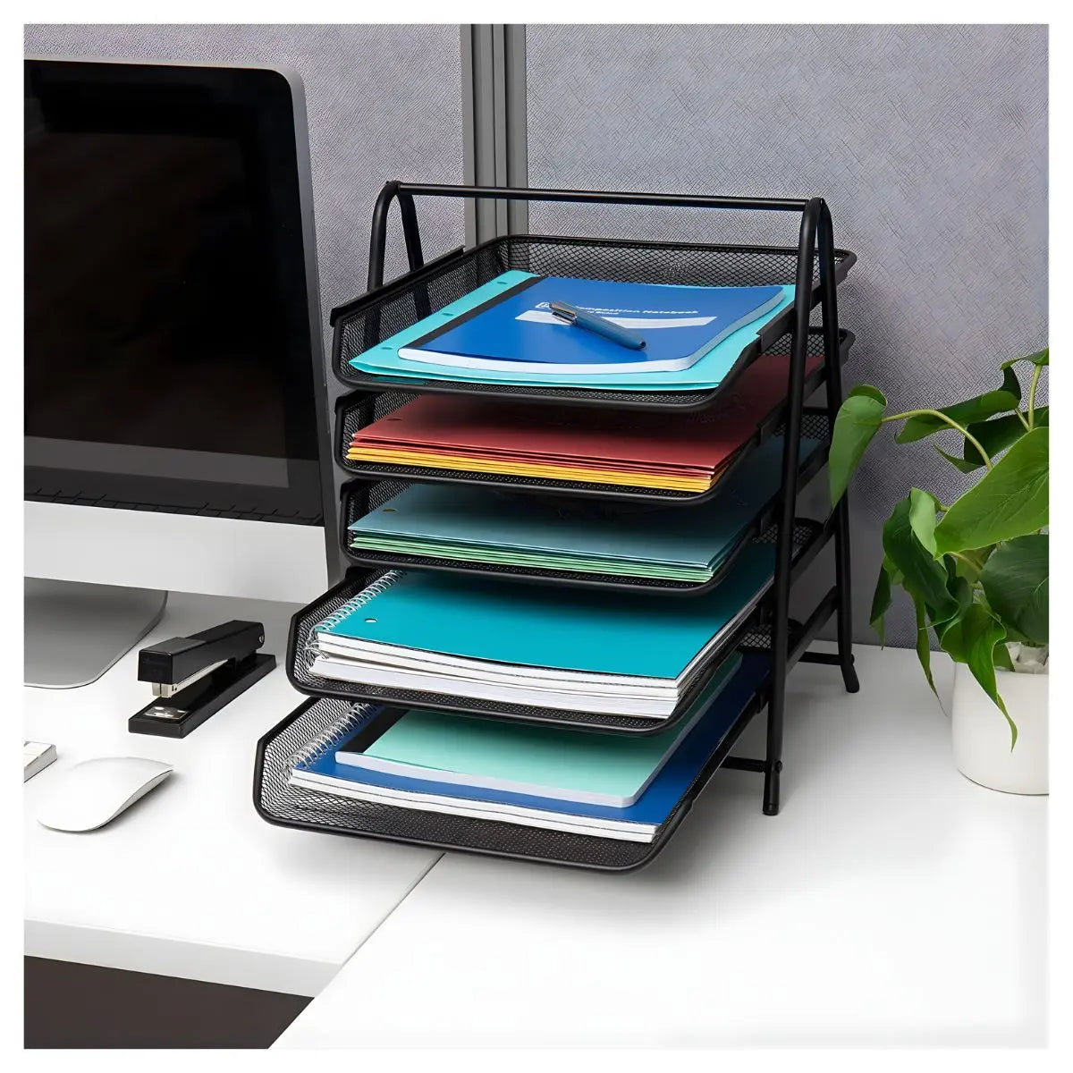 Charola Organizadora Malla Metalica 5 Niveles Negro Tipo Oficio Nextep - NEXTEP - detalle