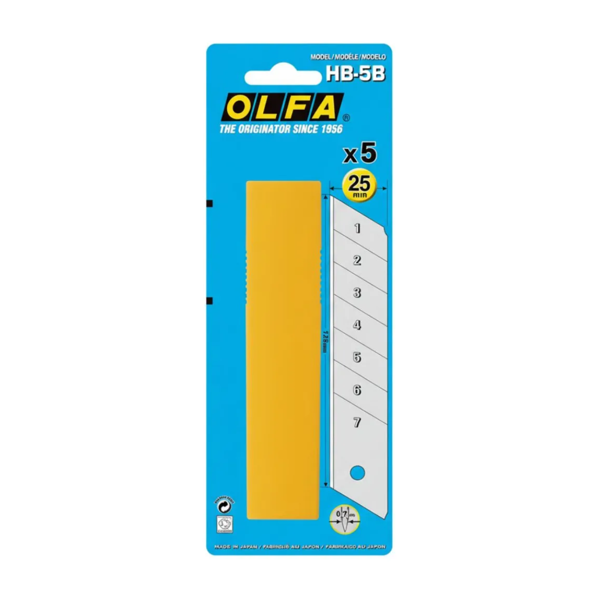 Pack 5 Hojas HB-5B 25 mm OLFA Repuesto para Cutter H-1