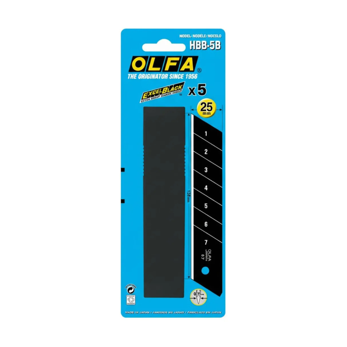 Pack 5 Cuchillas OLFA HBB-5B Repuesto 25mm