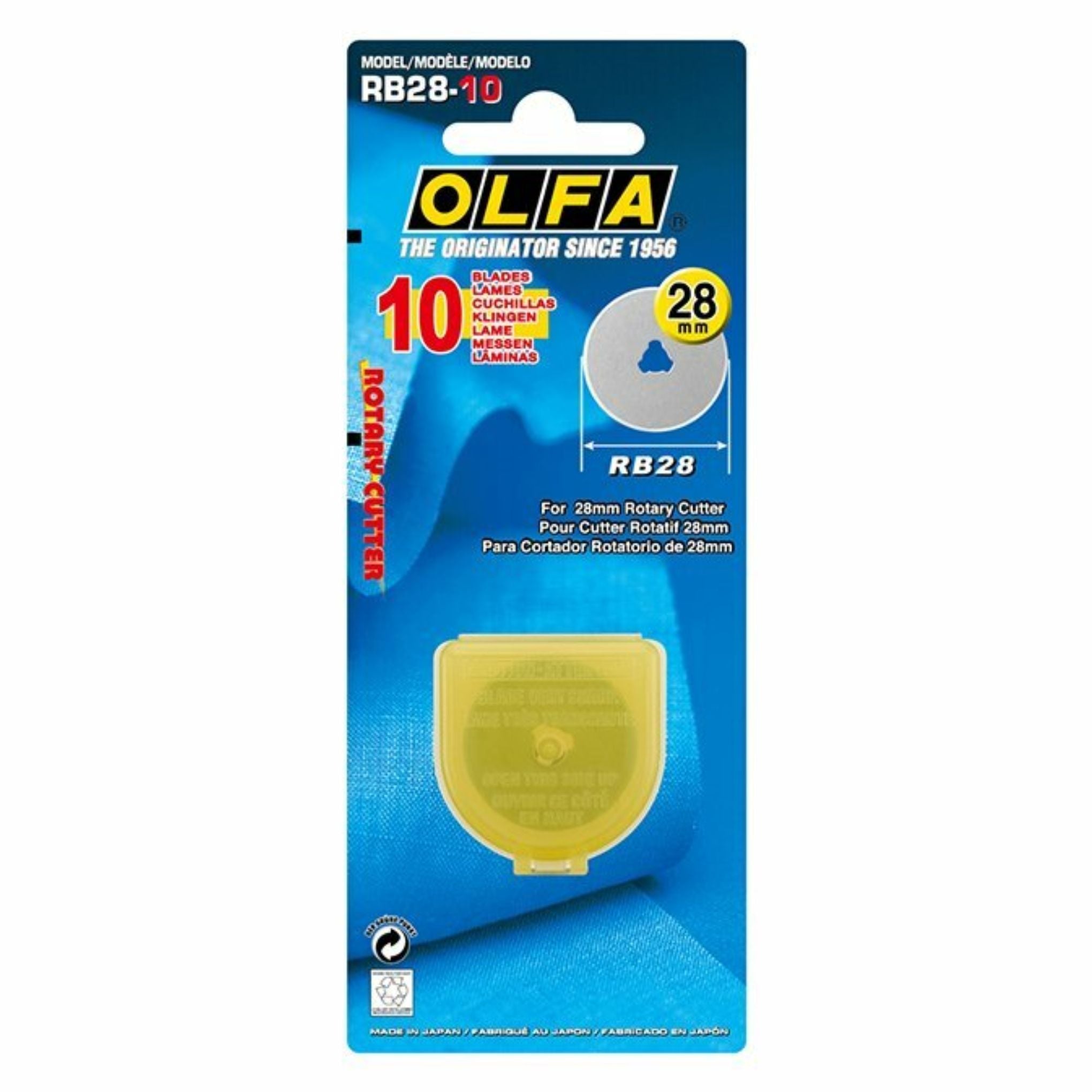 10 Cuchillas Rotatorias Olfa 28mm con Estuche