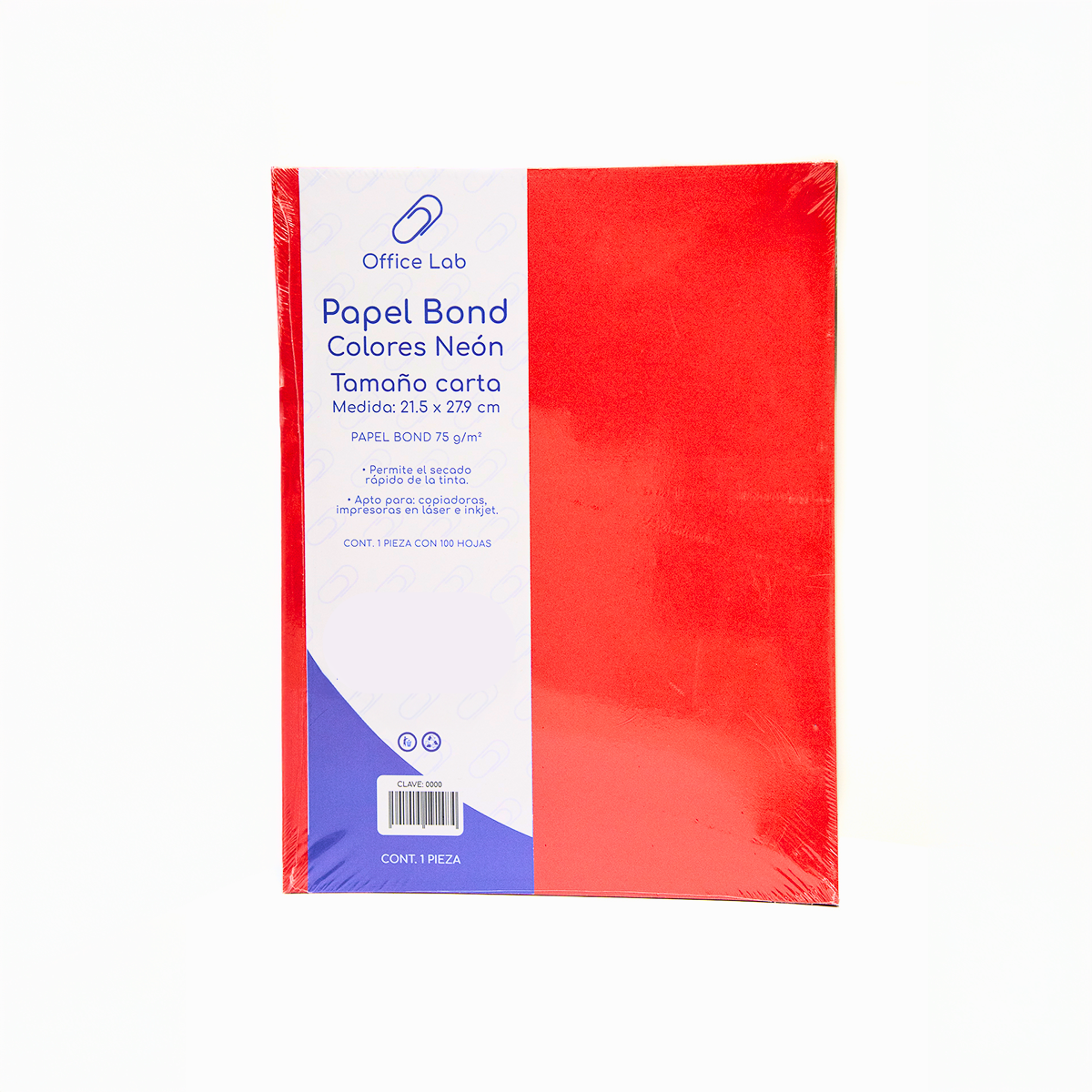 100 Hojas Papel Bond Office Lab Carta Colores Neon 75gr