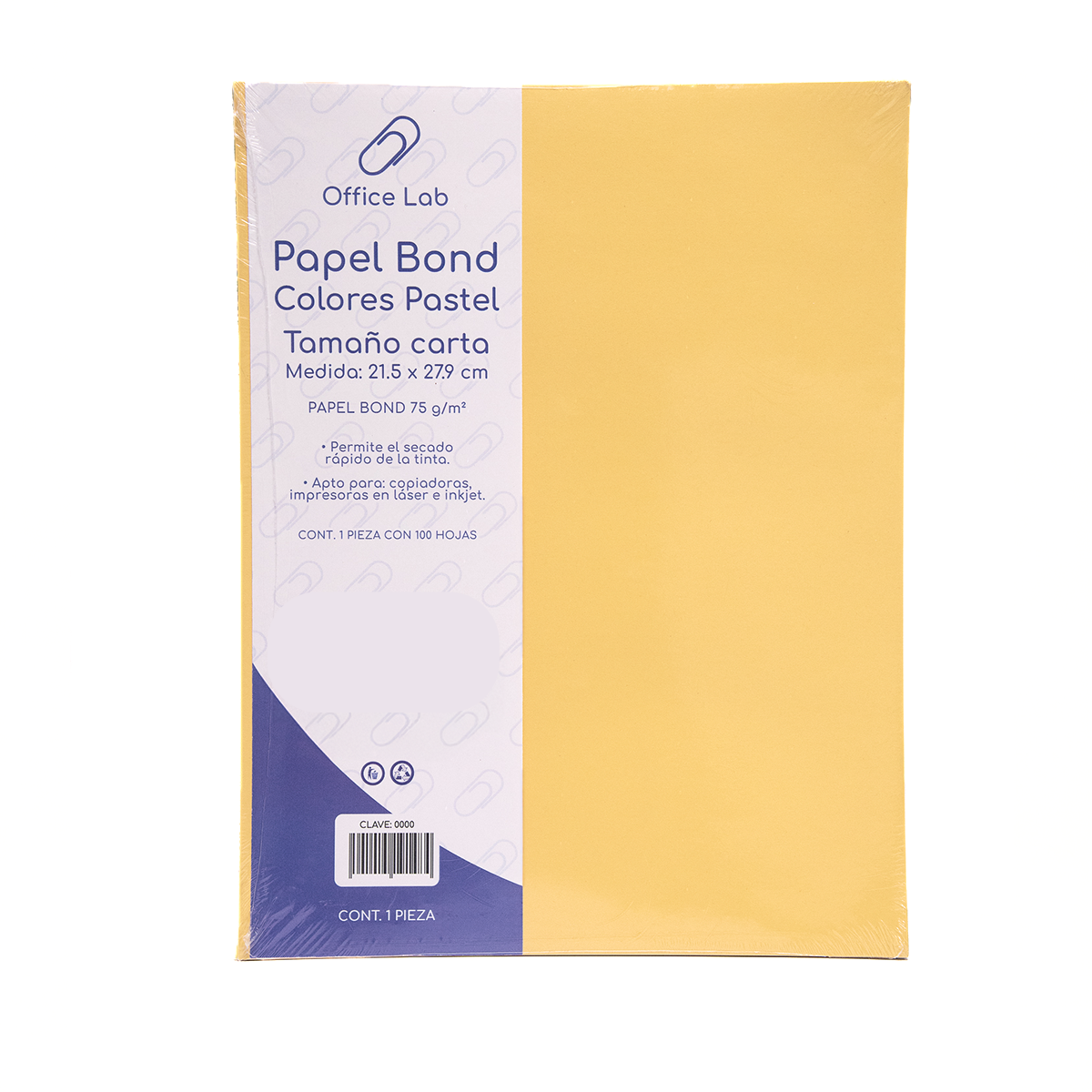 100 Hojas Papel Bond Office Lab Carta Colores Pastel 75gr