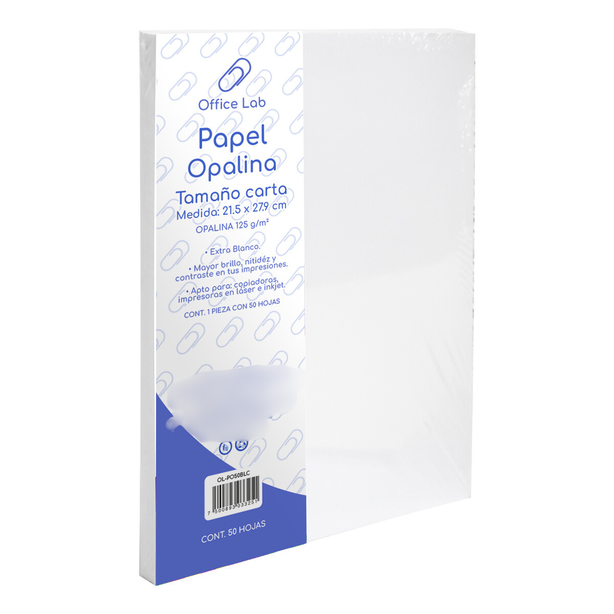 50 Hojas Papel Opalina Office Lab Tamaño Carta 125gr