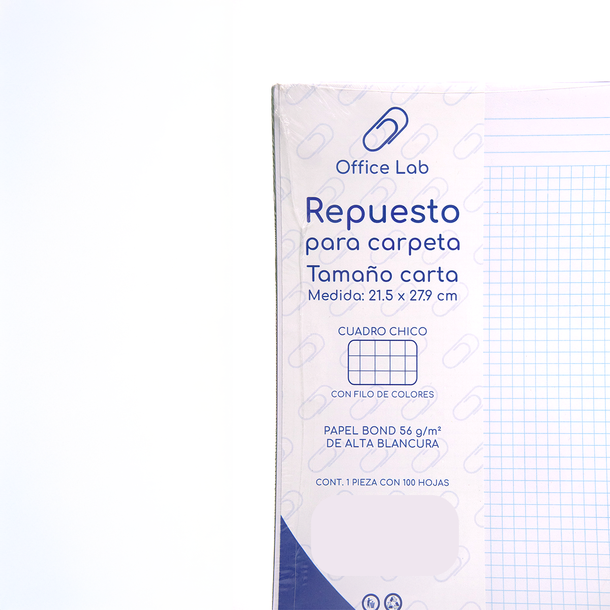 100 Hojas Repuesto Carpeta Office Lab Carta Cuadro Chico