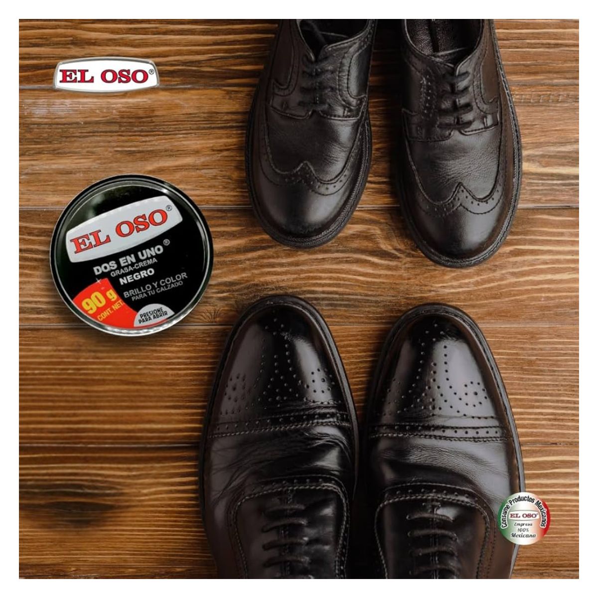 Grasa Crema Calzado El Oso Dos En Uno Color Negro 90g