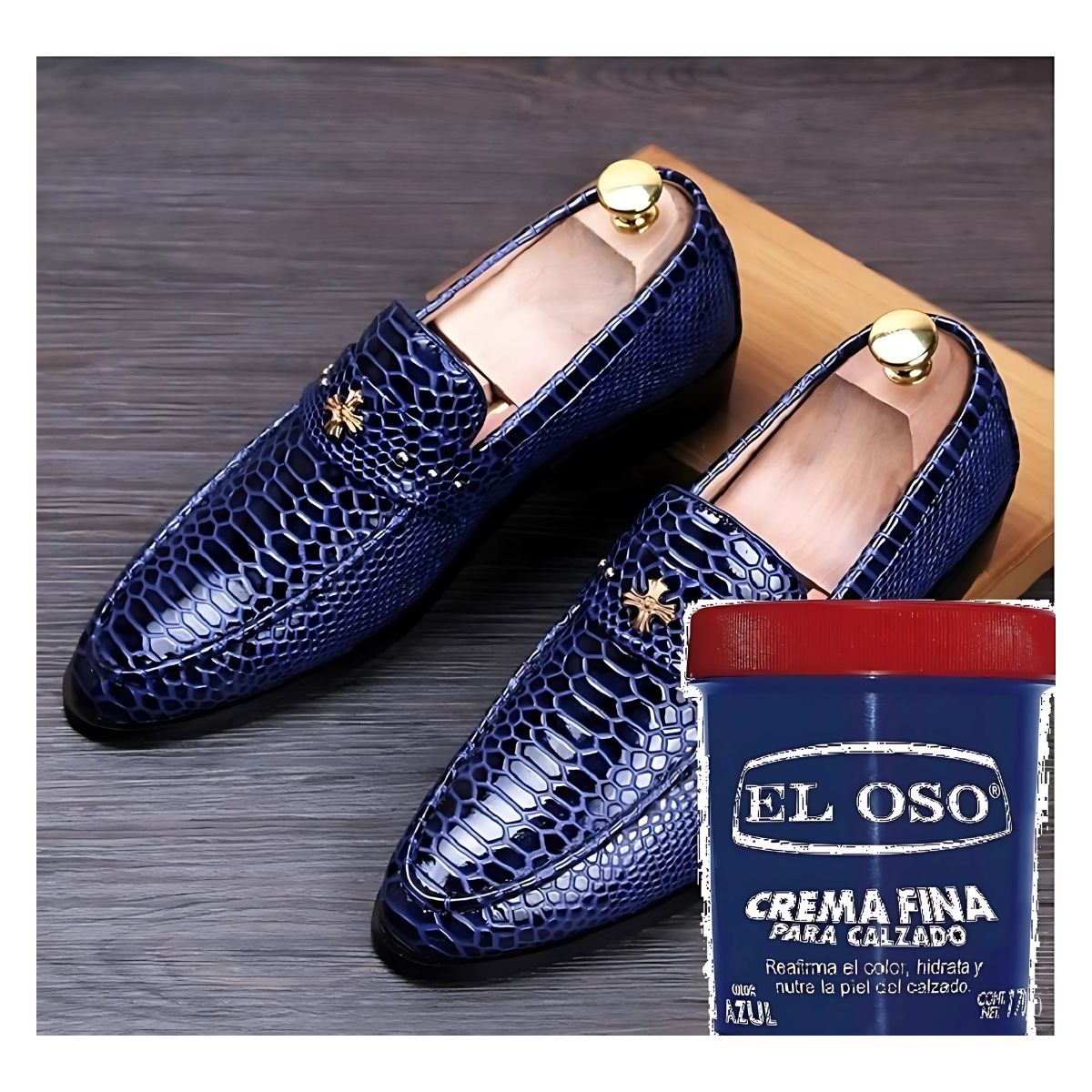 Grasa Crema Fina El Oso Calzado Color Azul 170g Brillo