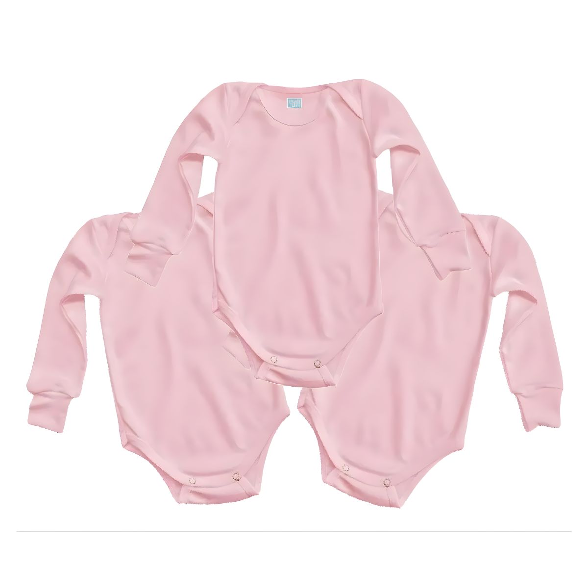 3pz Pañalero Liso Manga Corta Y Larga Ropa Bebé Color Rosa Claro